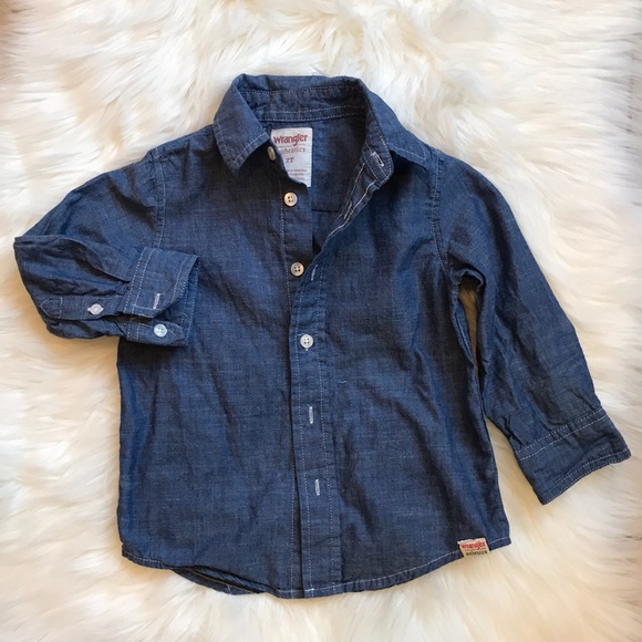 Baby Boys Long Sleeve Chambray Jean Shirt - Picture 2 of 3